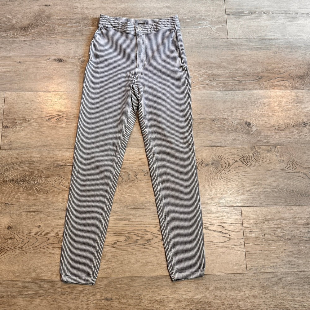 Free People Striped High Waist Pants Size 25 Waist Belle Skinny Trouser Blue
